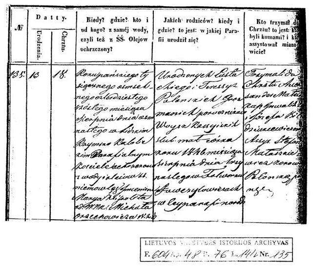 Фонд 604, опись 48, дело 76, лист 141 оборотный, запись 135