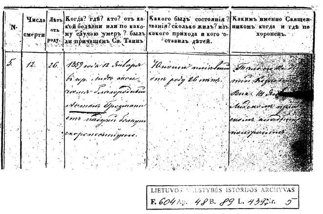 Фонд 604, опись 48, дело 89, лист 439 оборотный, запись 5